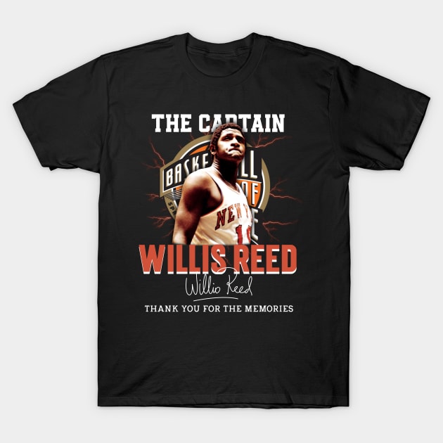 Willis Reed The Captain Basketball Legend Signature Vintage Retro 80s 90s Bootleg Rap Style T-Shirt by CarDE